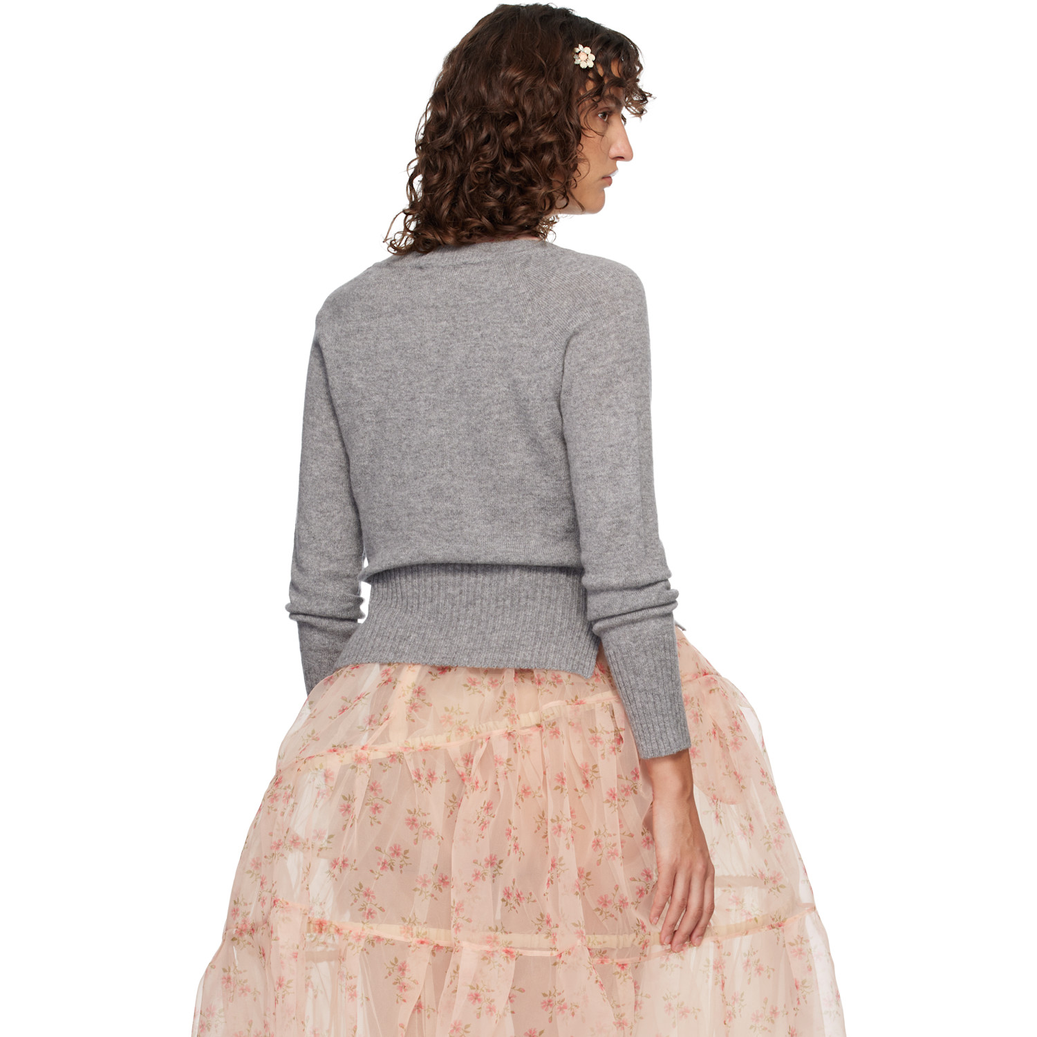  Simone Rocha Gray Embellished Relaxed Cashmere Cardigan 