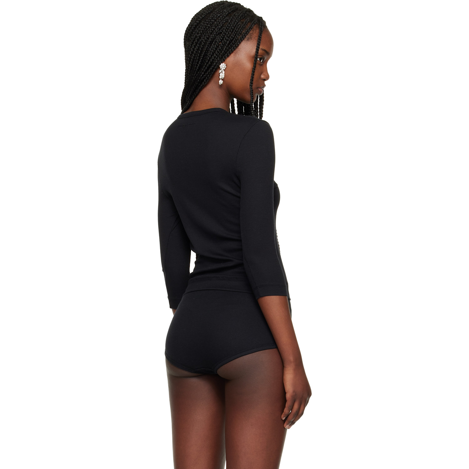  Simone Rocha Black Embellished Underpinning T-shirt 