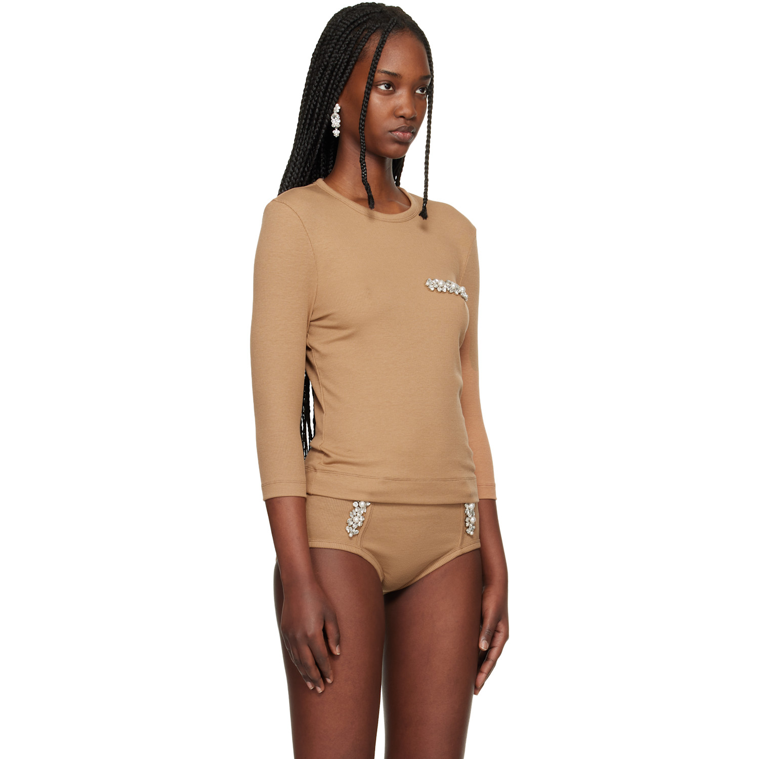  Simone Rocha Beige Embellished Underpinning T-shirt 