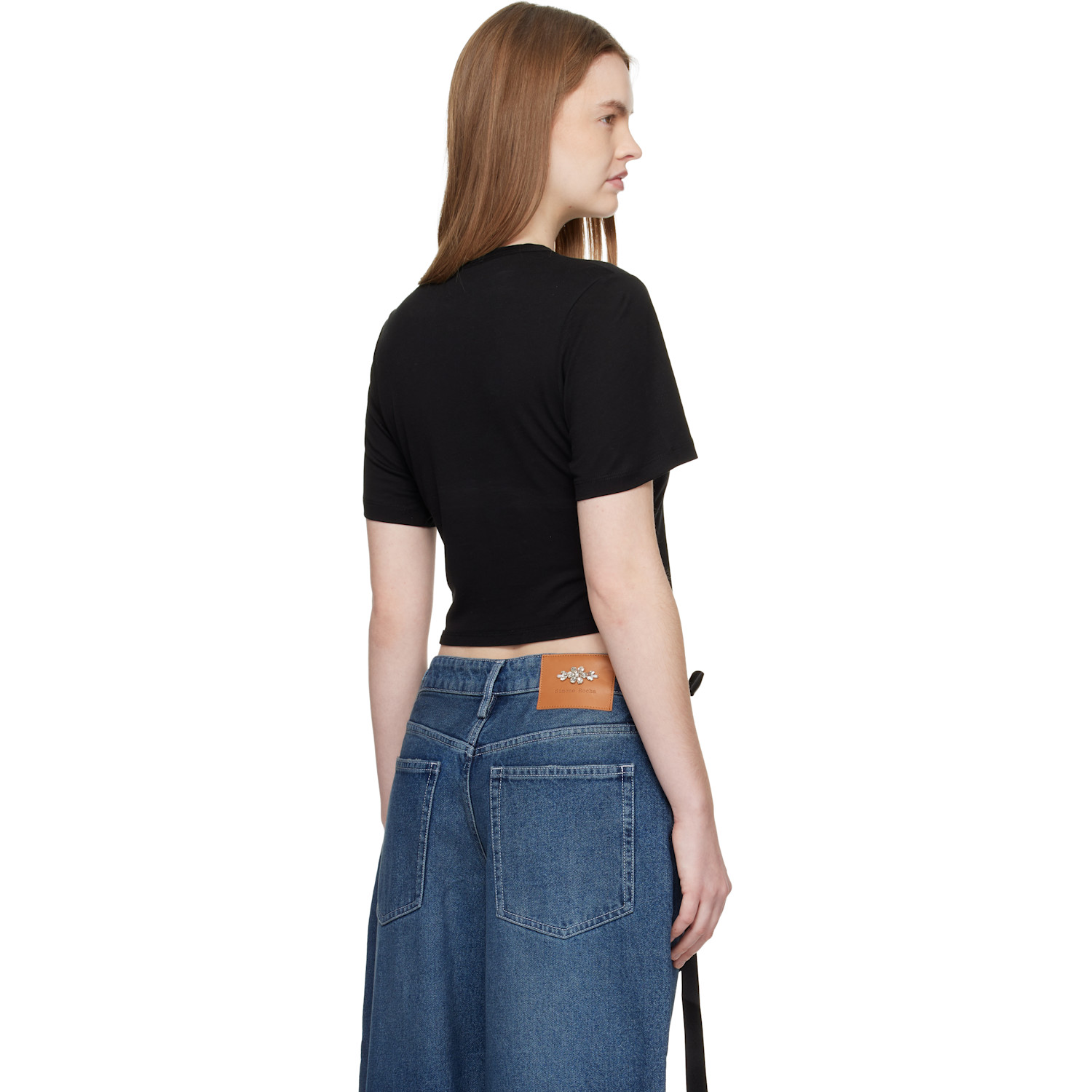  Simone Rocha Black Bow Tail Easy T-shirt 