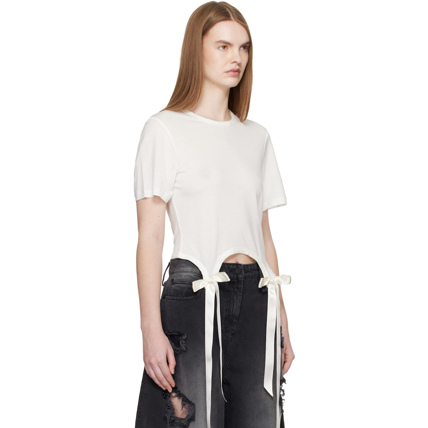  Simone Rocha Off-white Bow Tail Easy T-shirt 