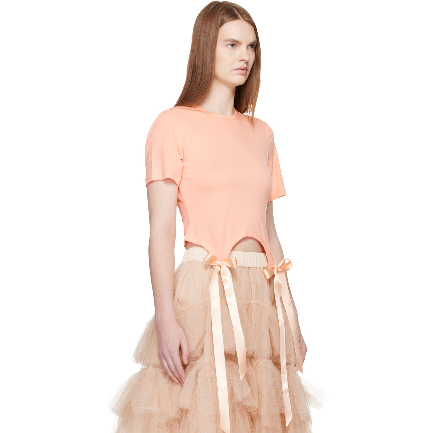  Simone Rocha Pink Bow Tail Easy T-shirt 