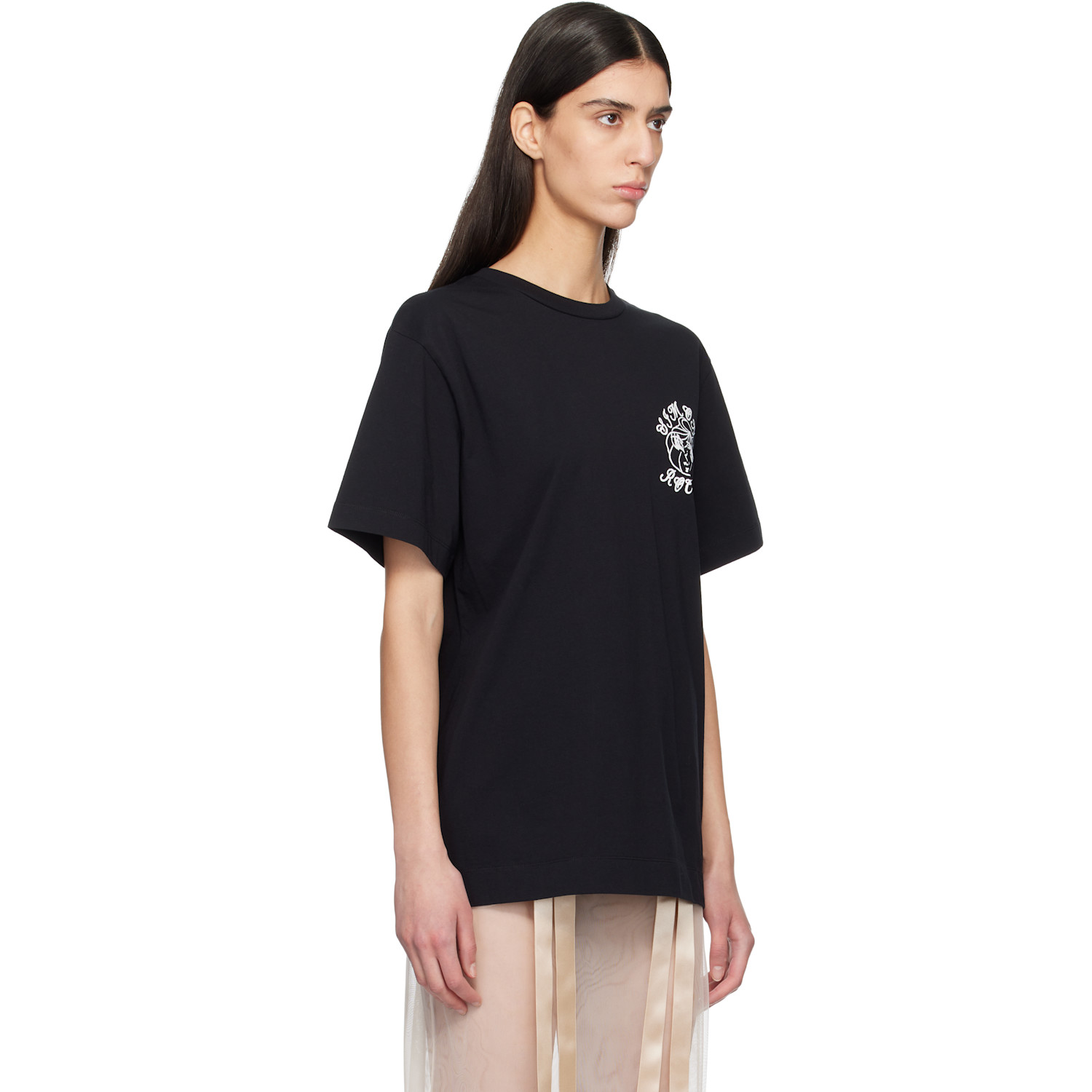  Simone Rocha Black Dim Sum Logo Print T-shirt 