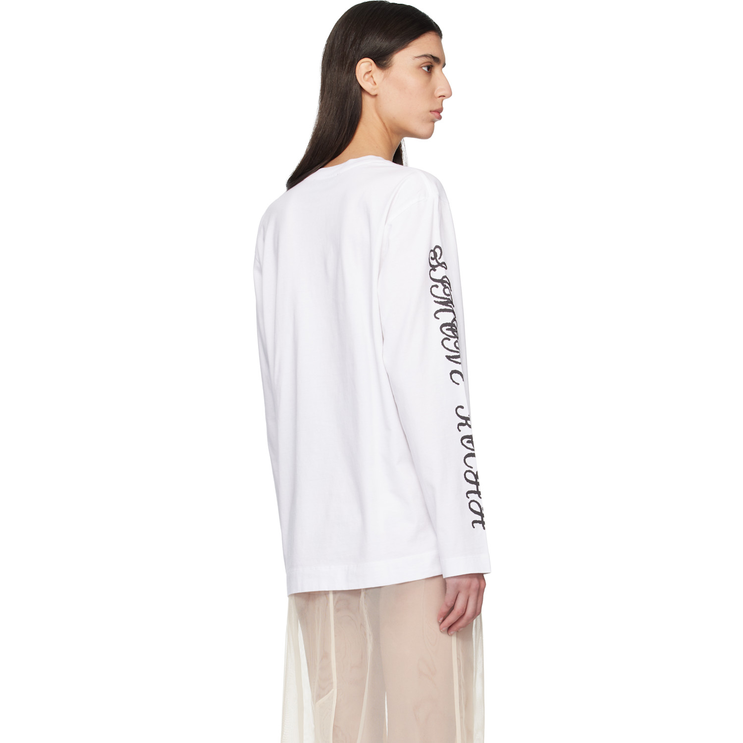  Simone Rocha White Dim Sum Logo Print Long Sleeve T-shirt 