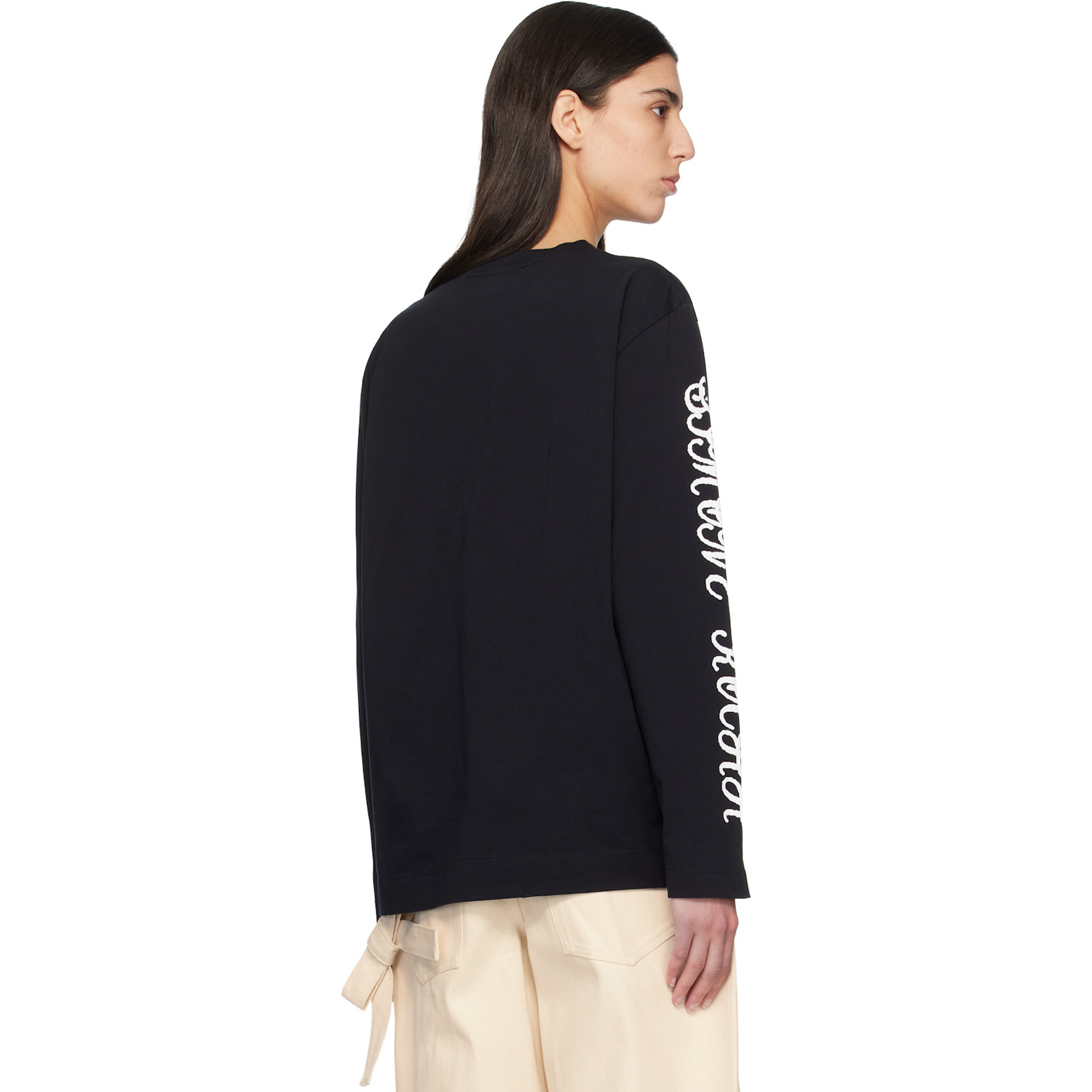  Simone Rocha Black Dim Sum Logo Print Long Sleeve T-shirt 