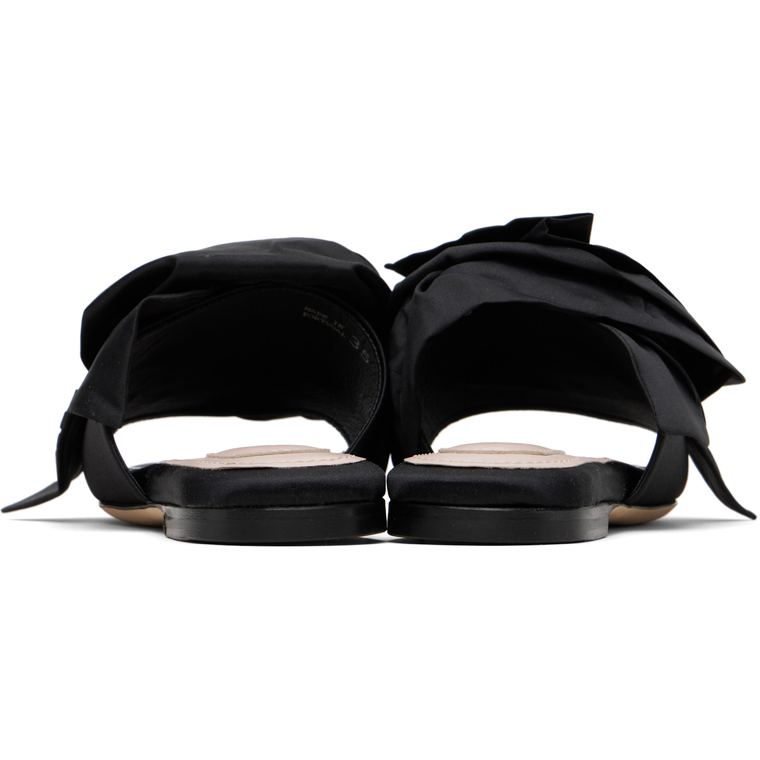  Simone Rocha Black Pressed Rosette Slides 