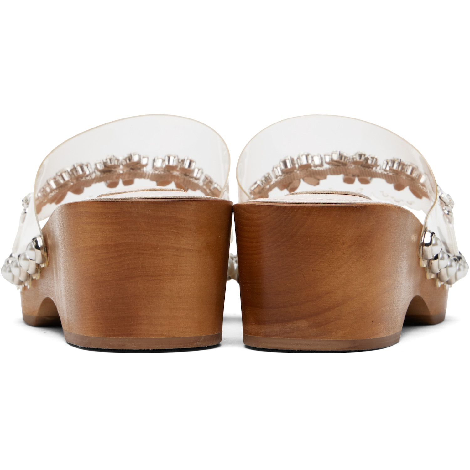  Simone Rocha Transparent Embellished Scalloped Wooden Heeled Sandals 
