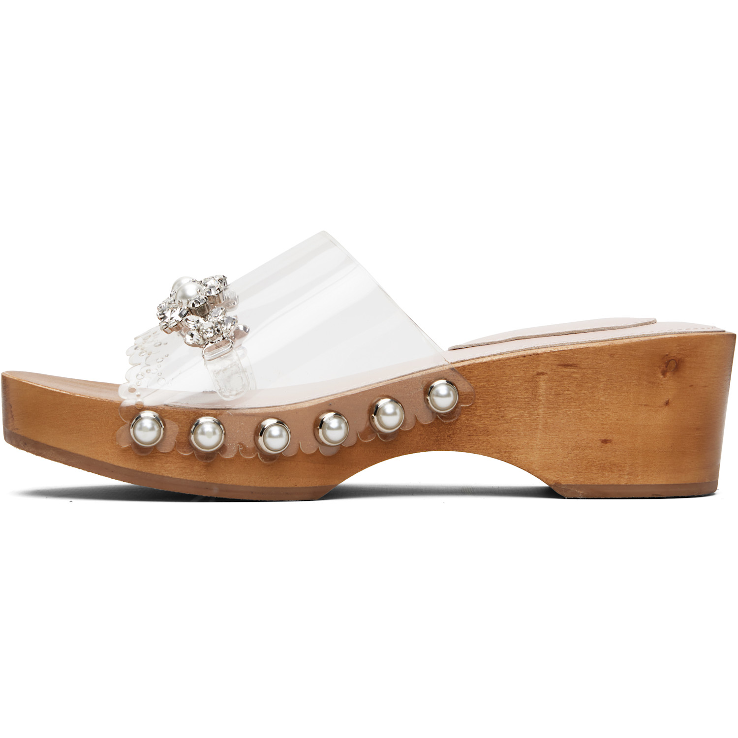  Simone Rocha Transparent Embellished Scalloped Wooden Heeled Sandals 