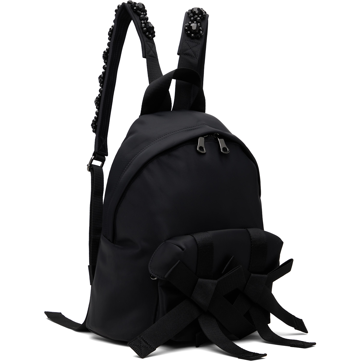  Simone Rocha Black Beaded Utility Bow Backpack 