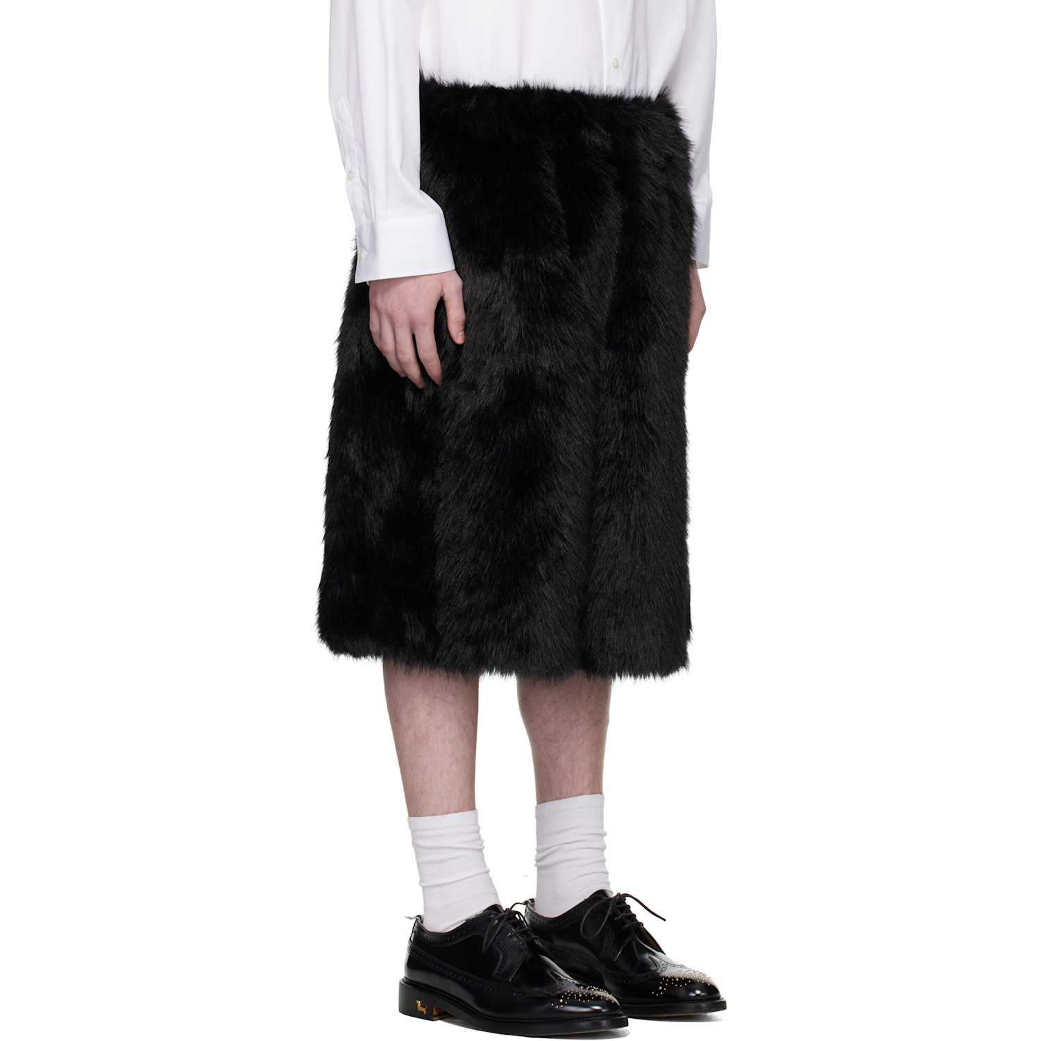  Simone Rocha Ssense Exclusive Black Faux-fur Shorts 