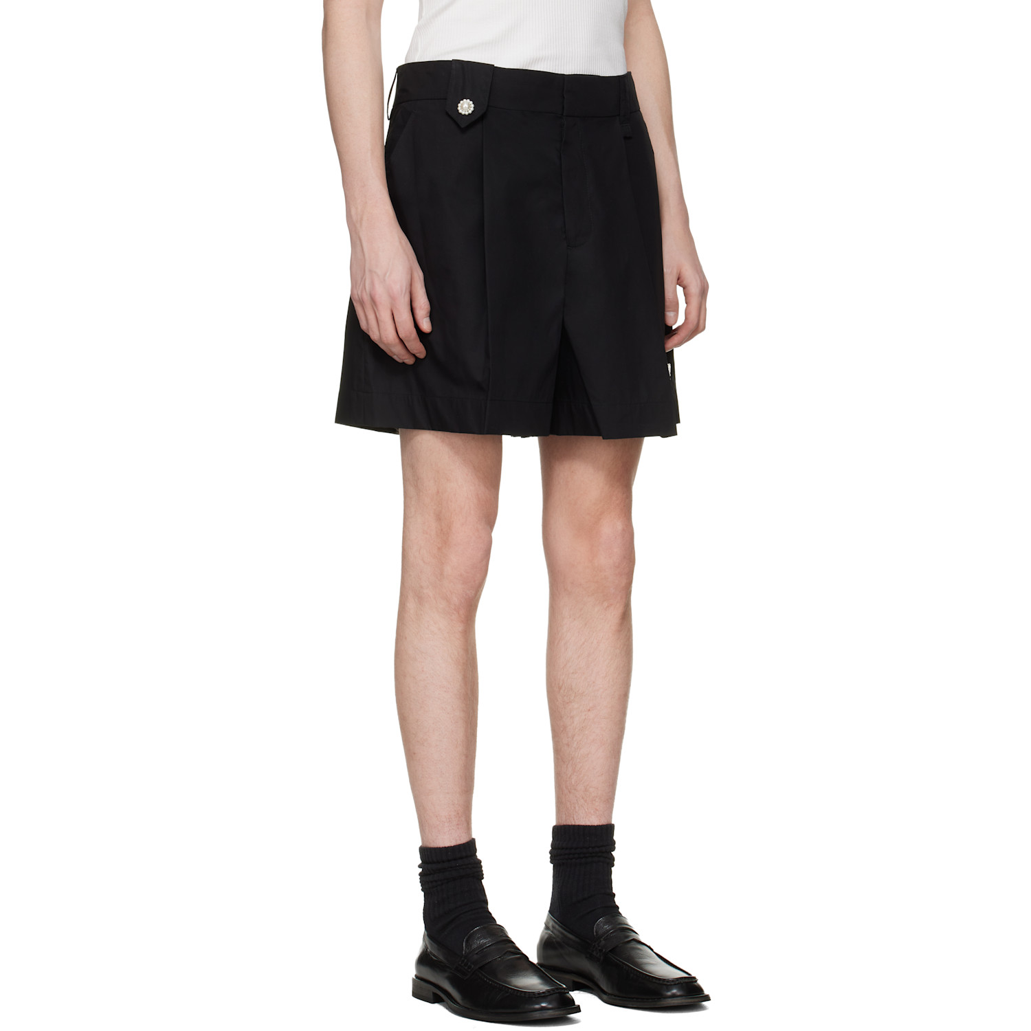  Simone Rocha Black Tailored Belt Loop Shorts 