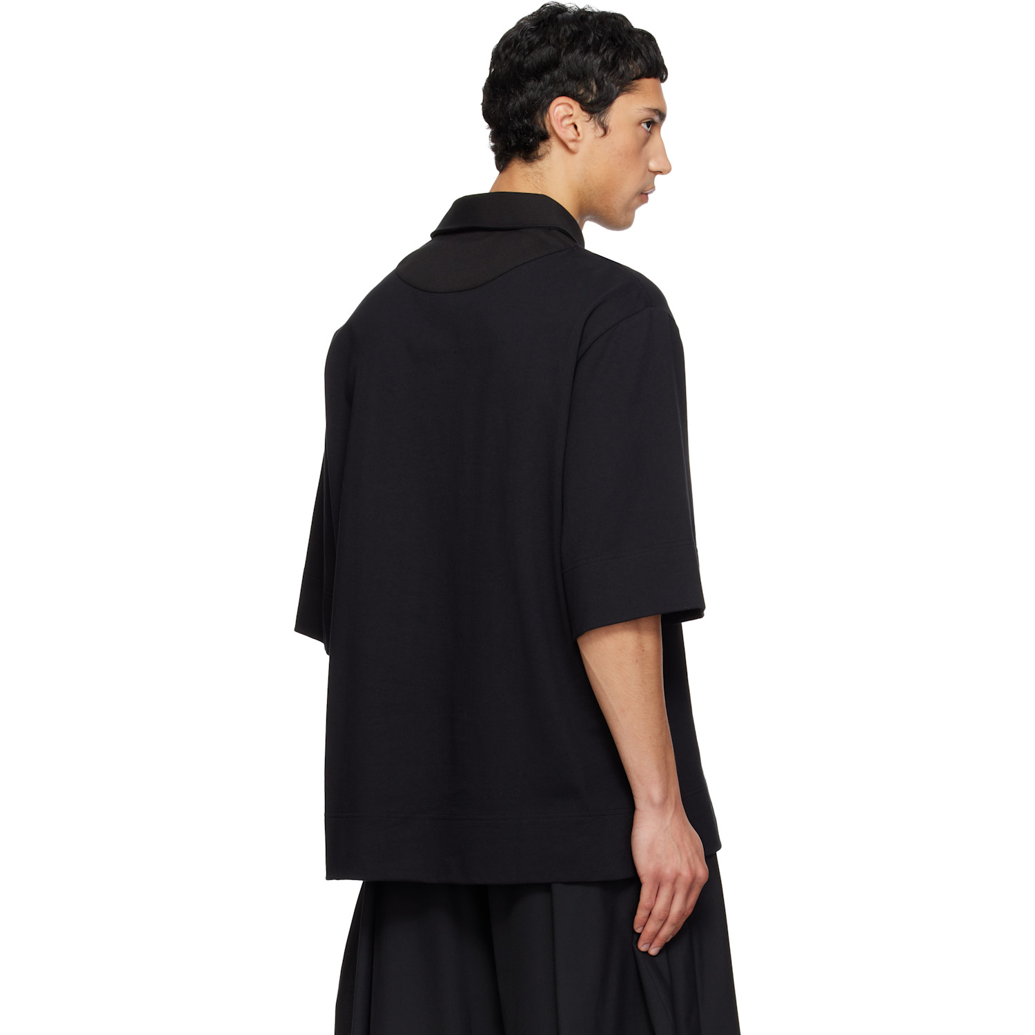  Simone Rocha Black Pressed Rosette Rugby Jersey Polo 