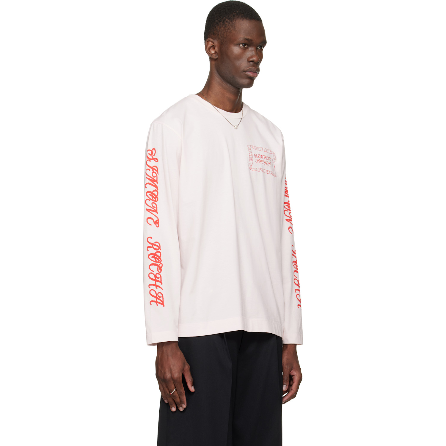  Simone Rocha Pink Pillowcase Logo Print Long Sleeve T-shirt 