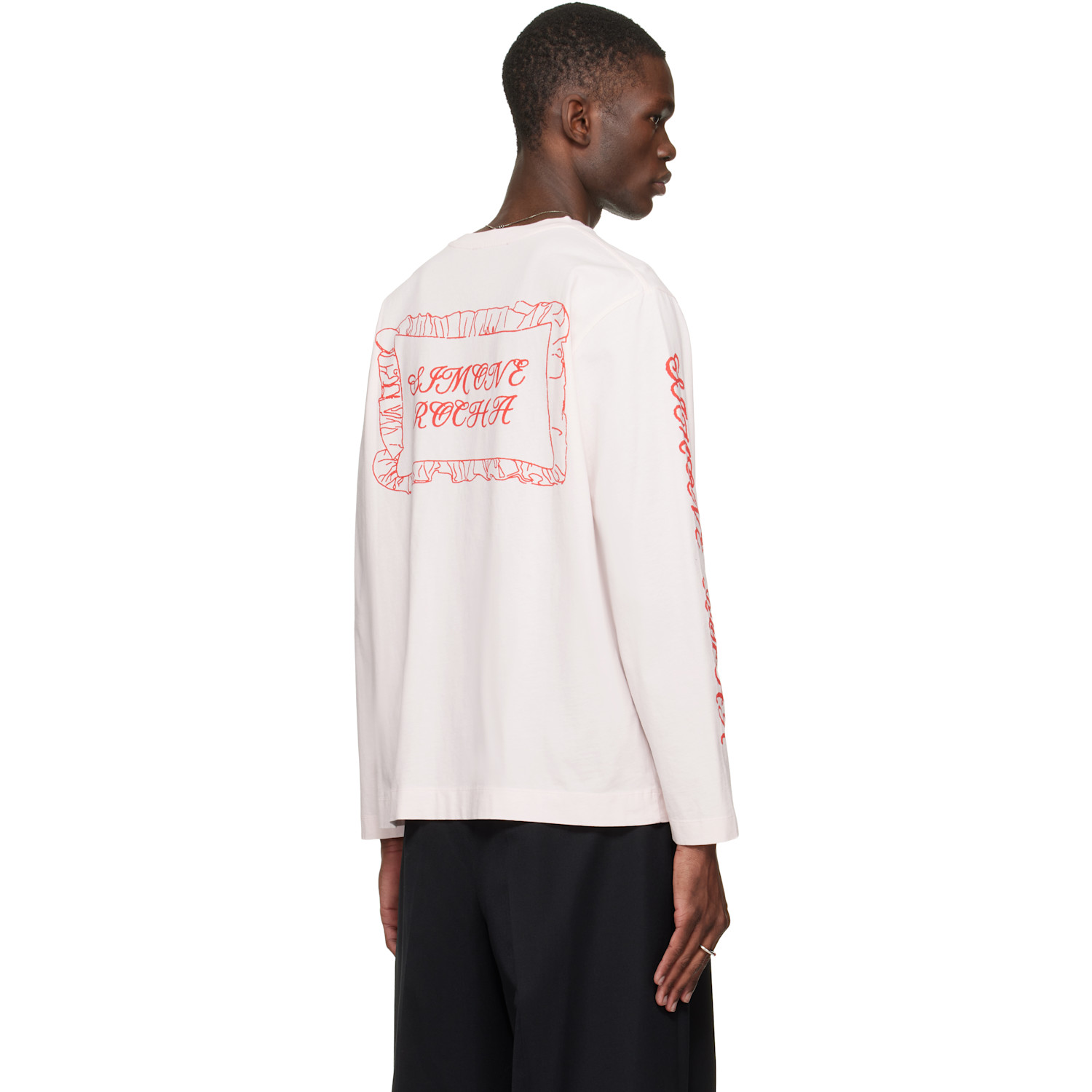  Simone Rocha Pink Pillowcase Logo Print Long Sleeve T-shirt 