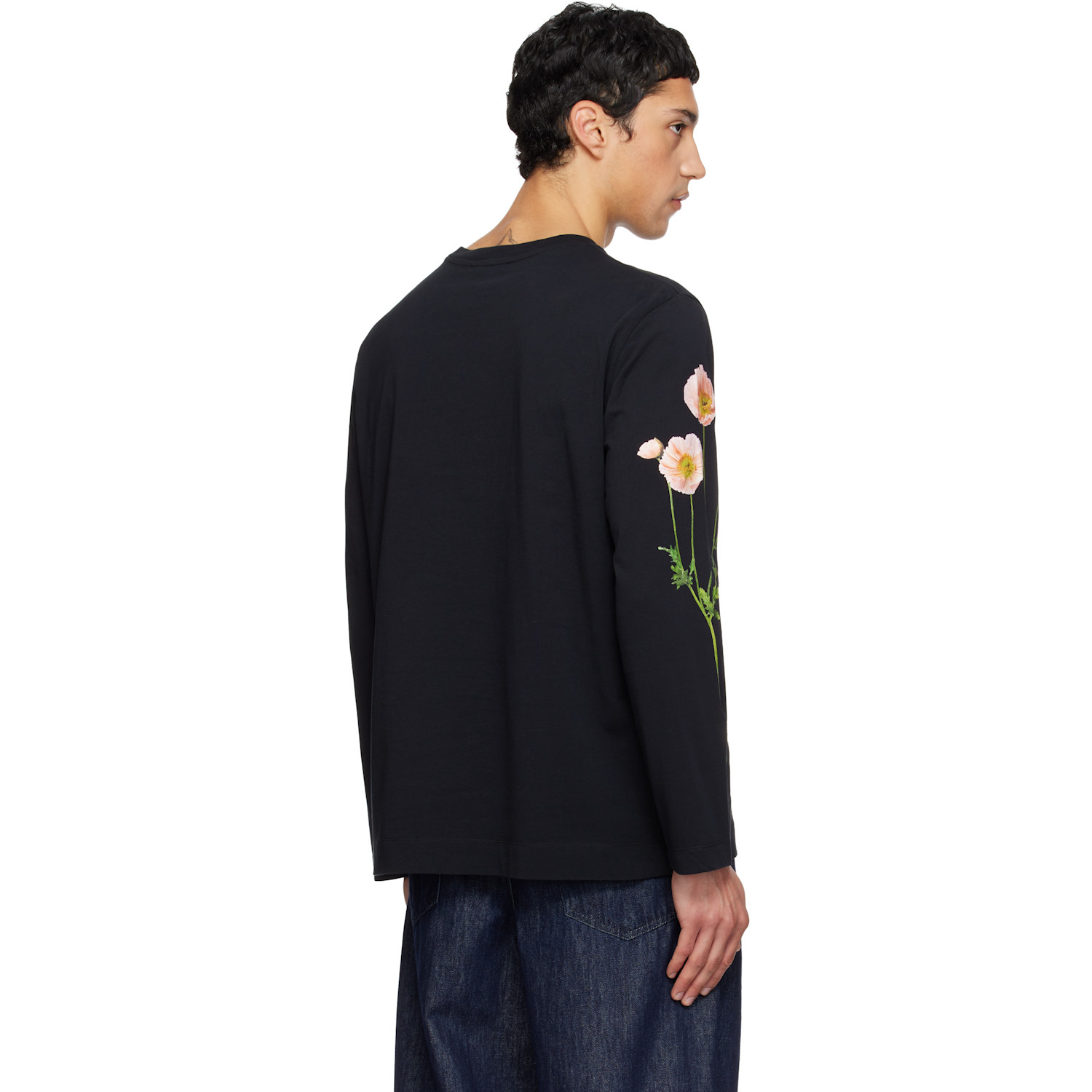  Simone Rocha Black Poppy Field Print Long Sleeve T-shirt 