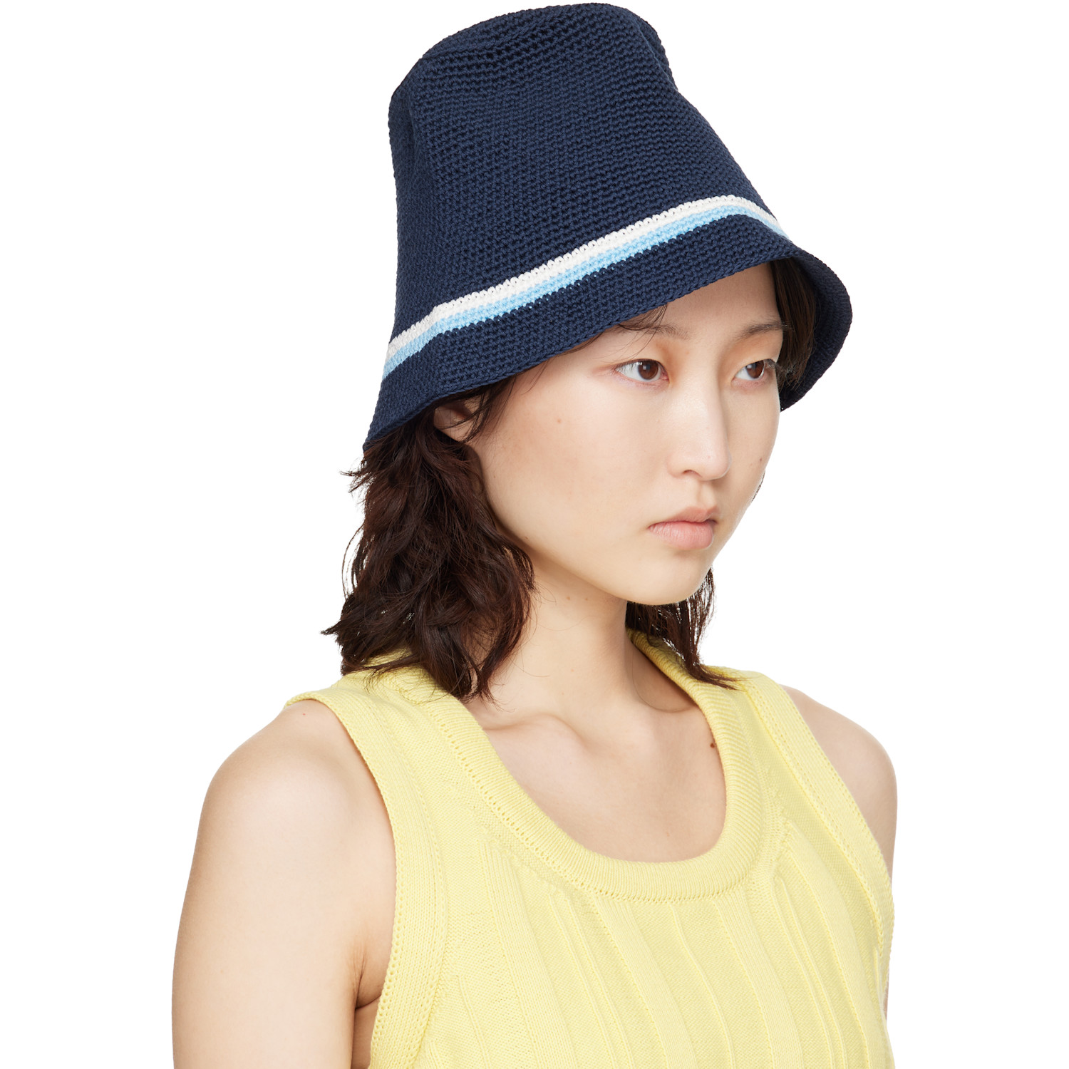  B.b. Wallace Navy Schnabel Cotton Crochet Bucket Hat 