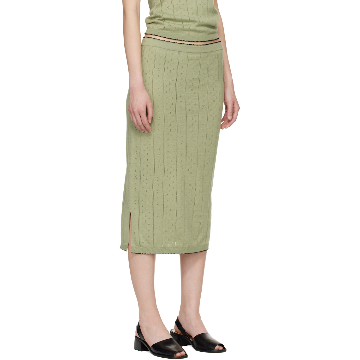  B.b. Wallace Khaki Serra Midi Skirt 