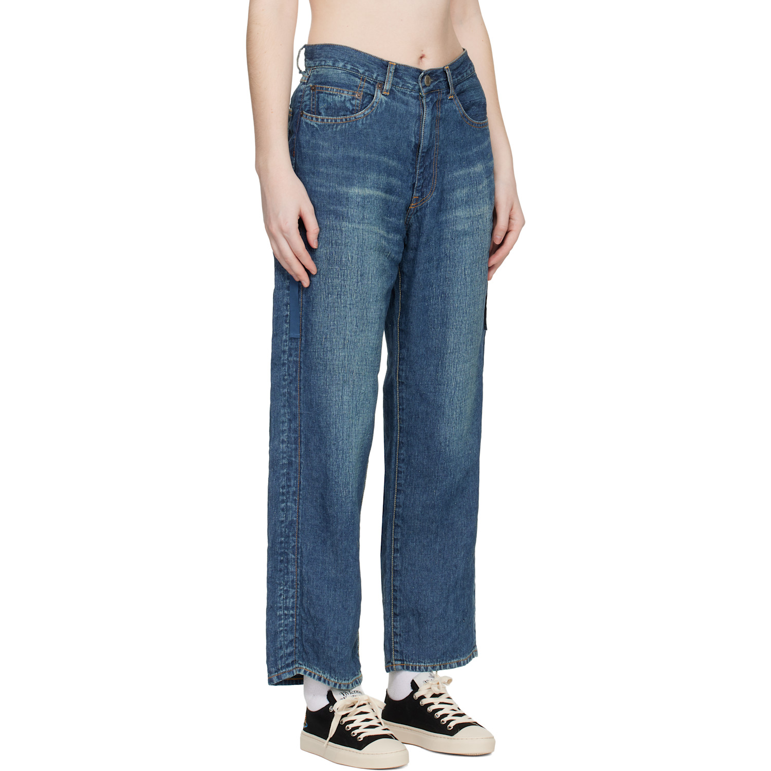  Undercover Blue Zipper Linen Jeans 