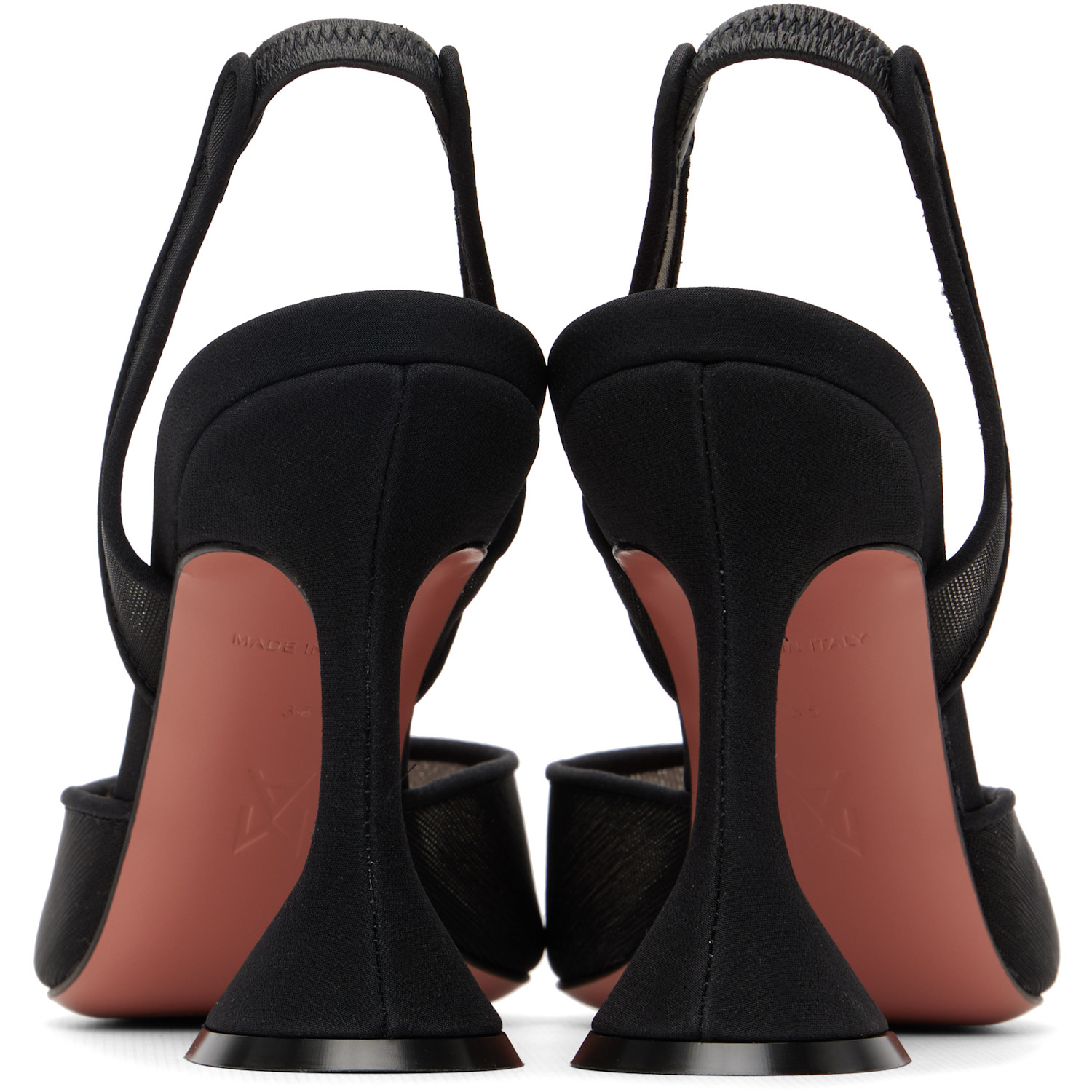  Amina Muaddi Black Holli Mesh Sling 95 Heels 
