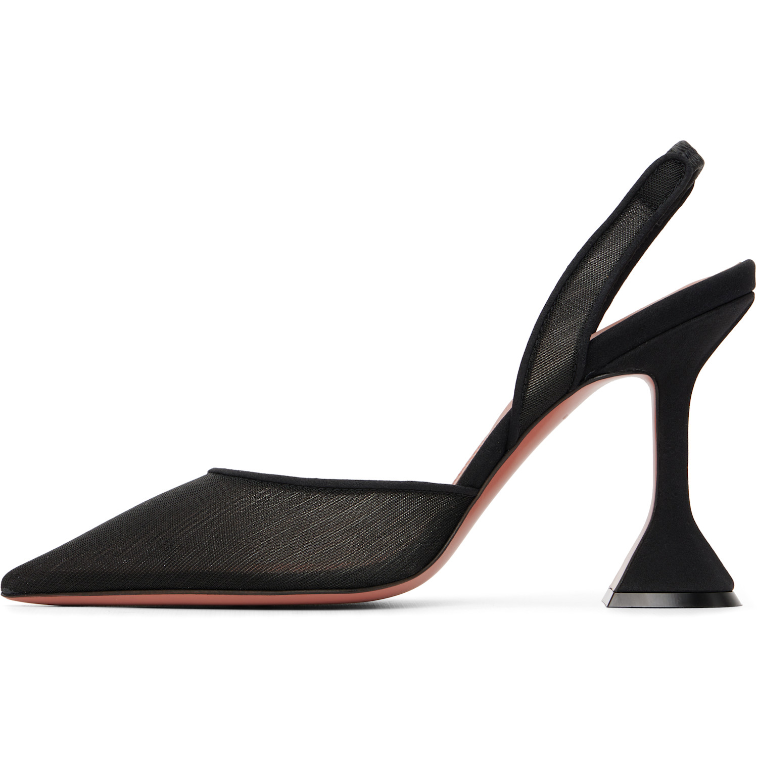  Amina Muaddi Black Holli Mesh Sling 95 Heels 