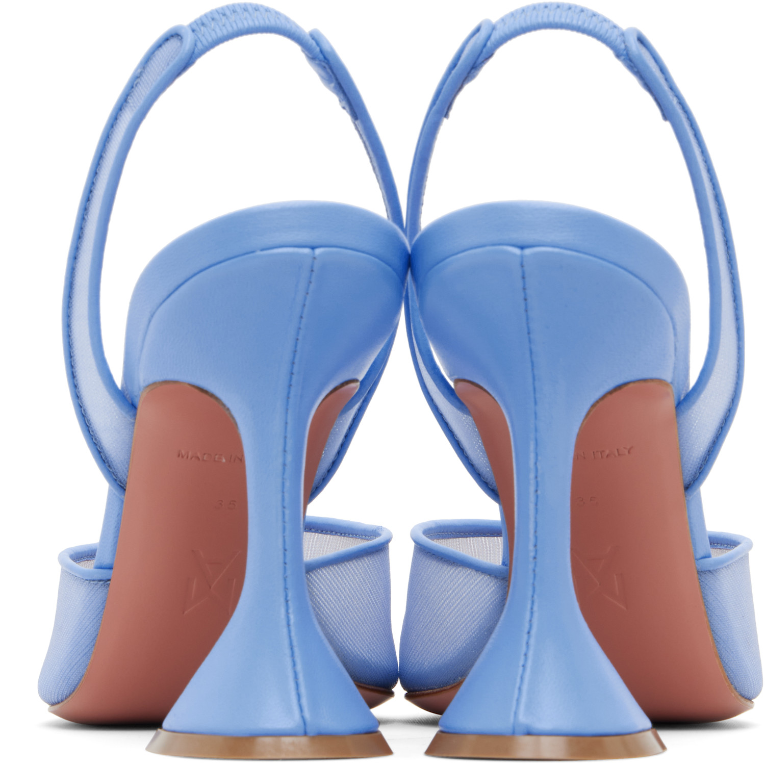  Amina Muaddi Blue Holli Mesh Sling 95 Heels 