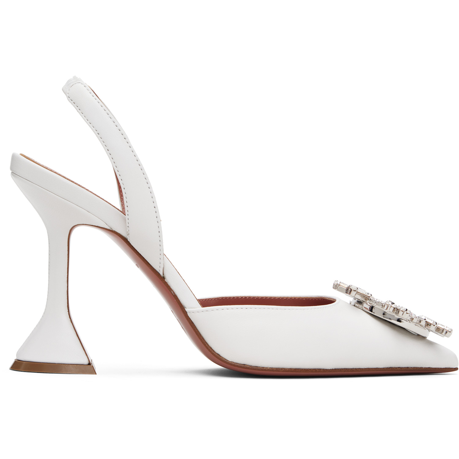 Amina Muaddi White Begum Sling 95 Heels