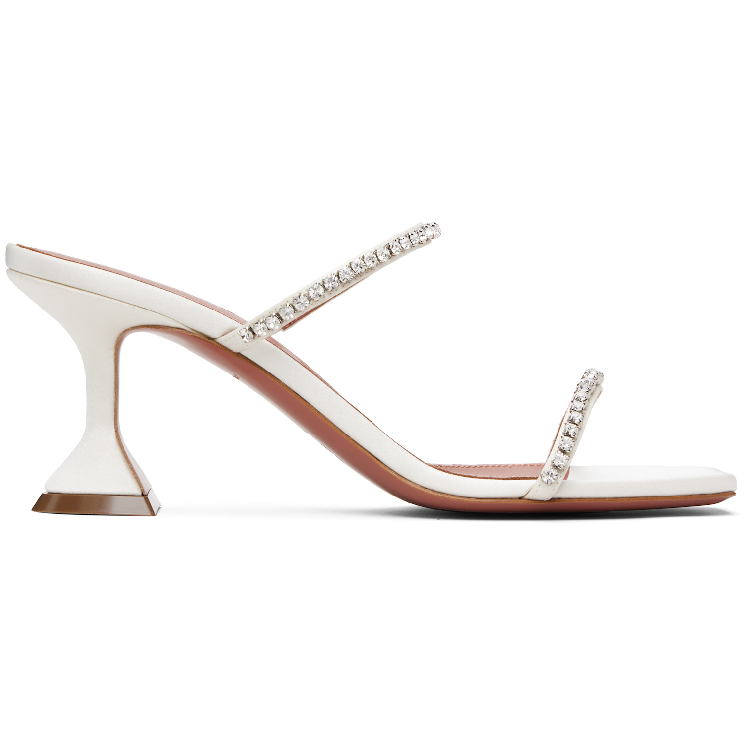 Amina Muaddi White Gilda Slipper 70 Heeled Sandals