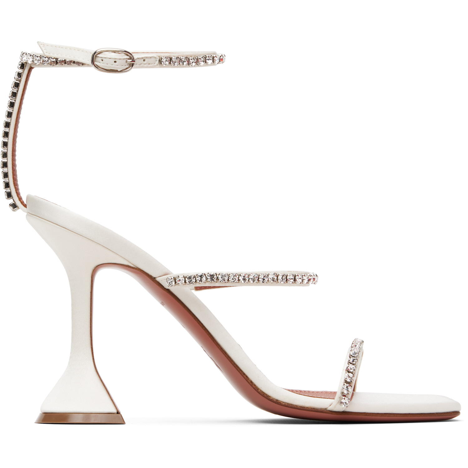 Amina Muaddi White Gilda 95 Heeled Sandals