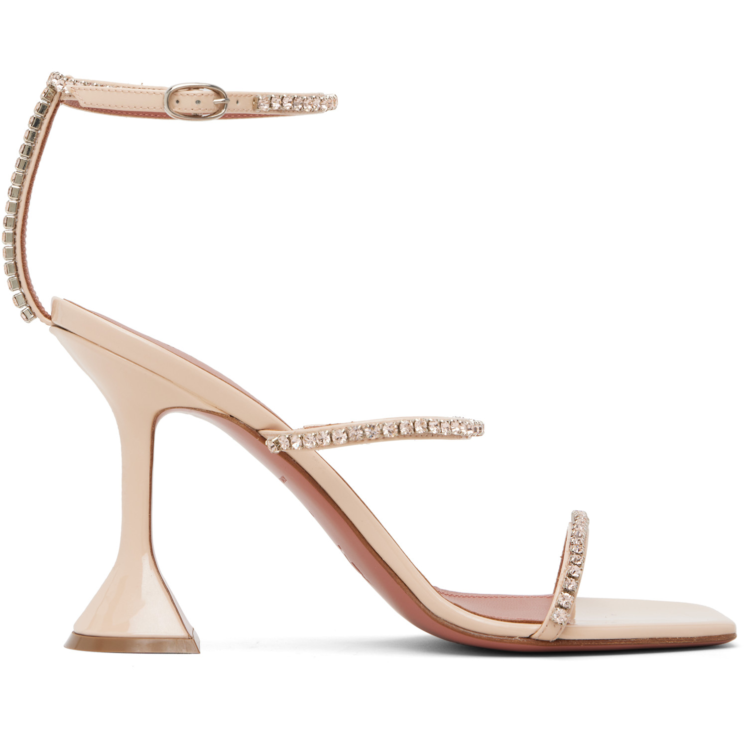 Amina Muaddi Beige Gilda 95 Heeled Sandals