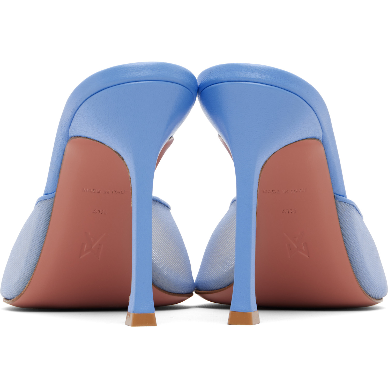  Amina Muaddi Blue Alexa Mesh Slipper 95 Heeled Sandals 