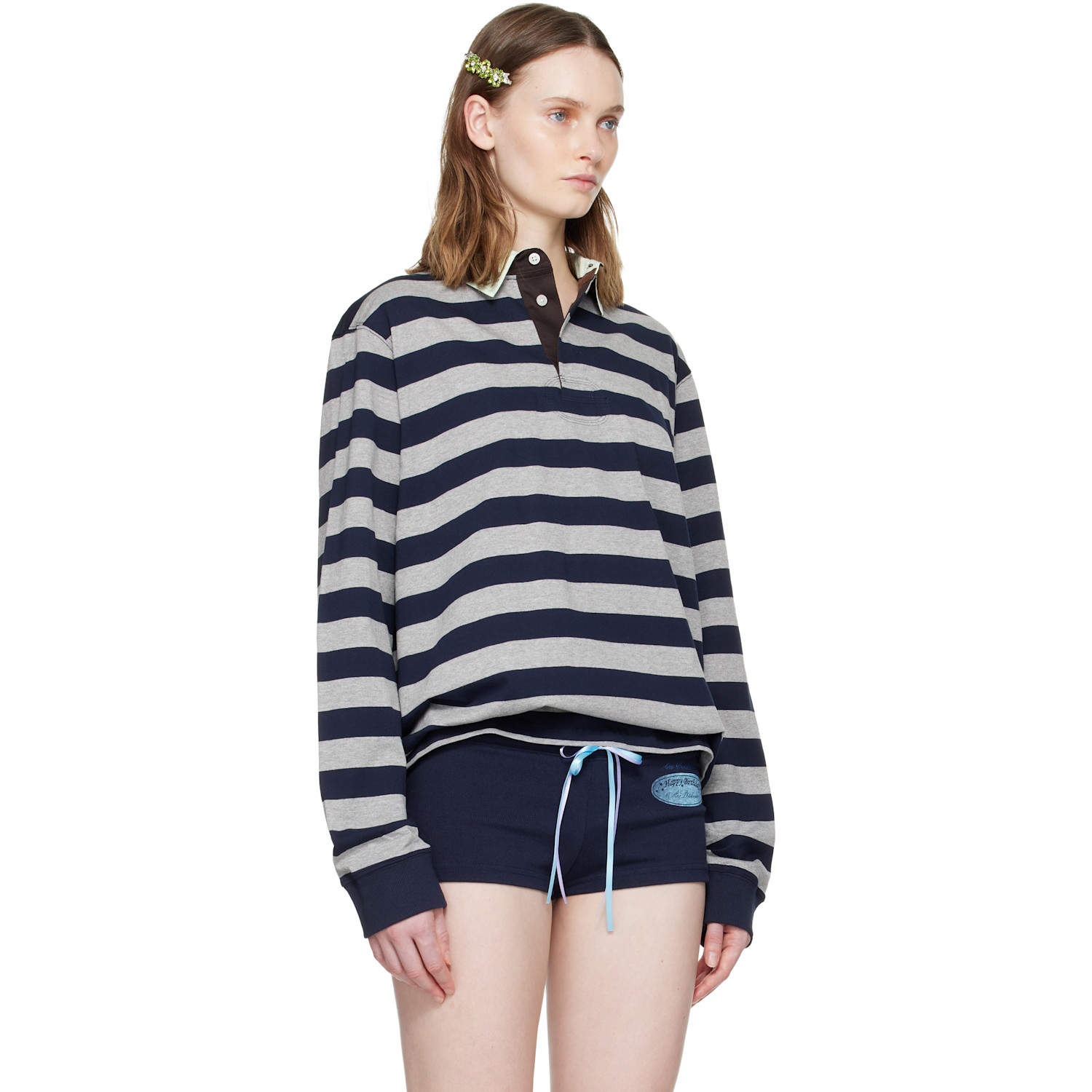  Ans Dotsloevner Gray & Navy Rugger Polo 