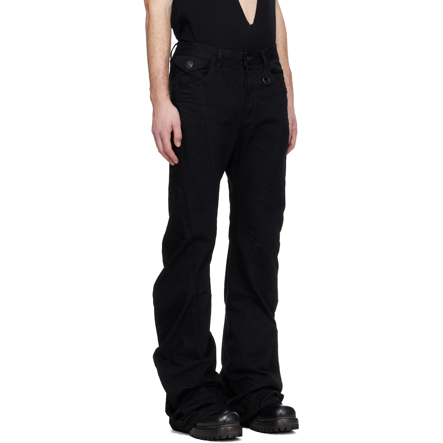 Julius Black Paneled Curved Seam Jeans 