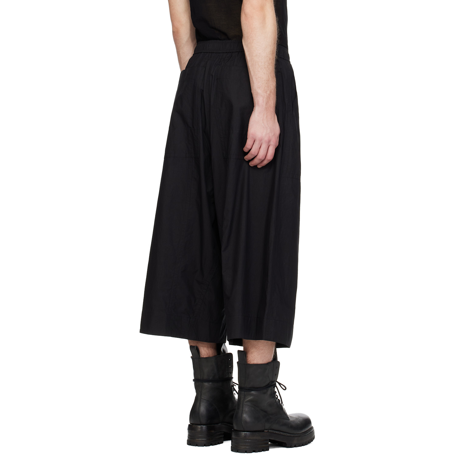  Julius Black Cropped Baggy Trousers 