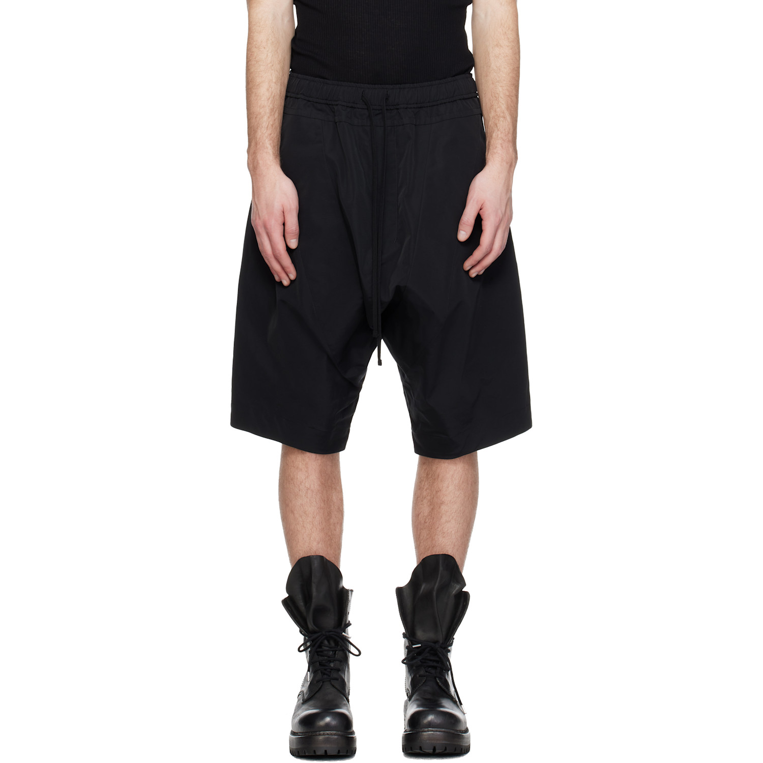 Julius Black Drop Crotch Shorts