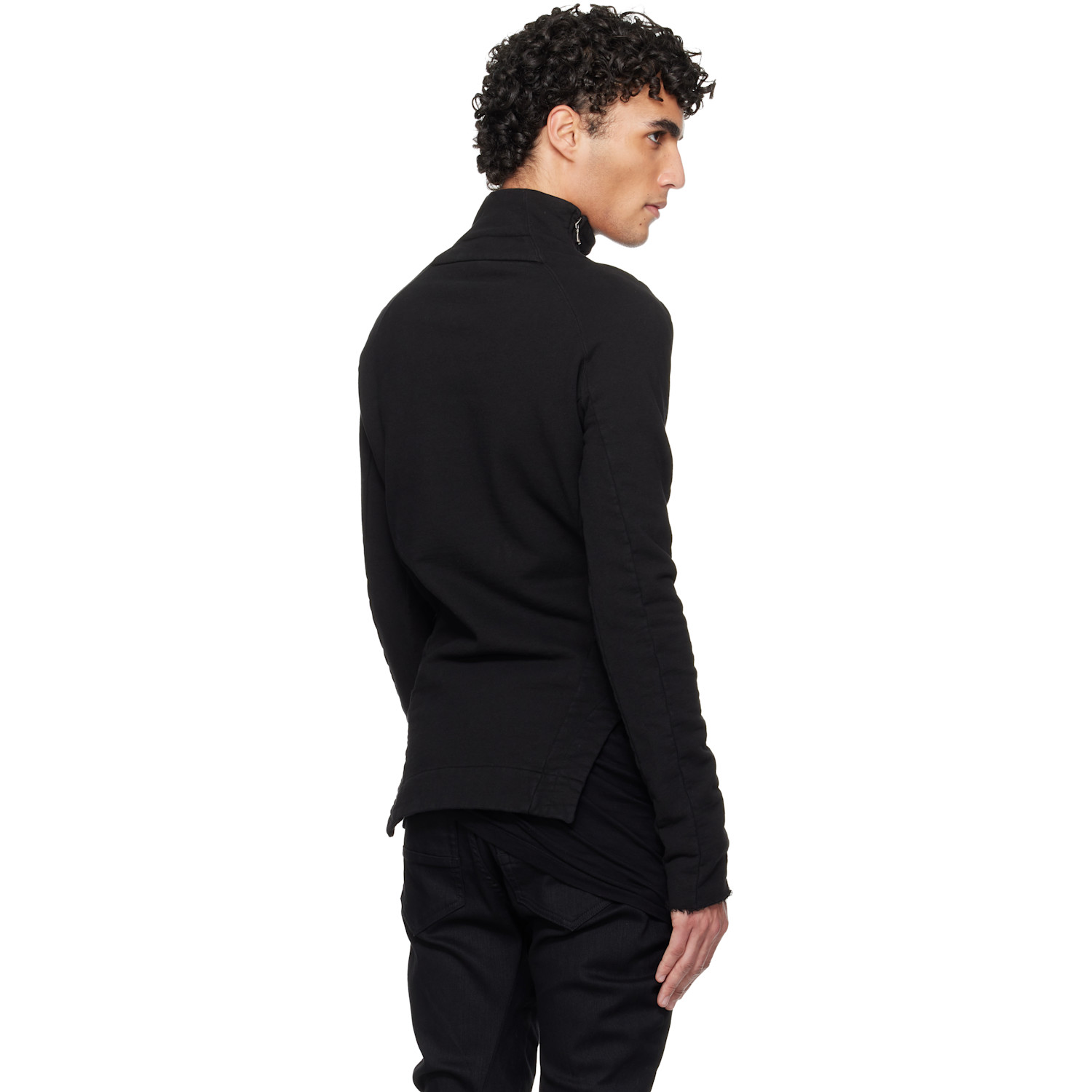  Julius Black Arched Hem High Neck Sweatshirt 