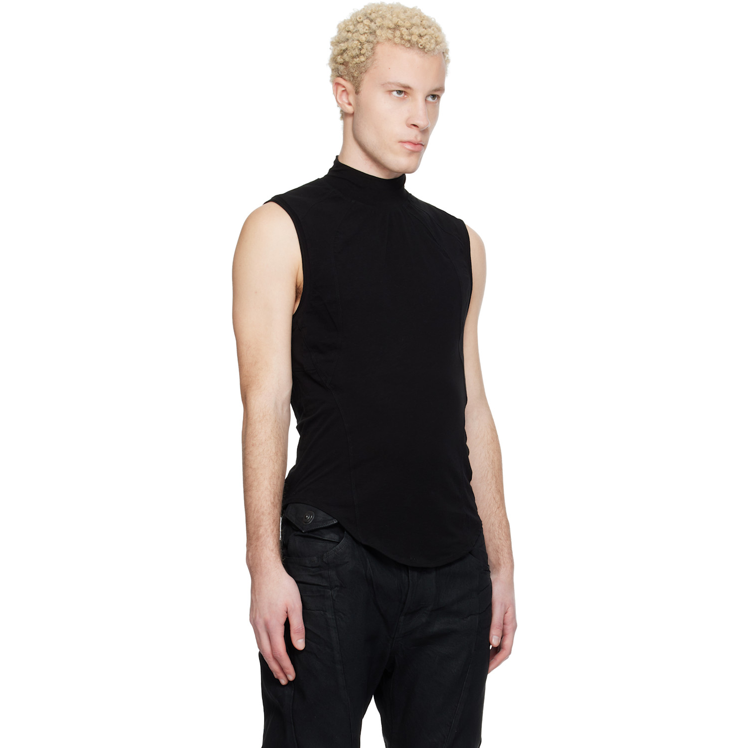  Julius Black Seamed High Neck T-shirt 