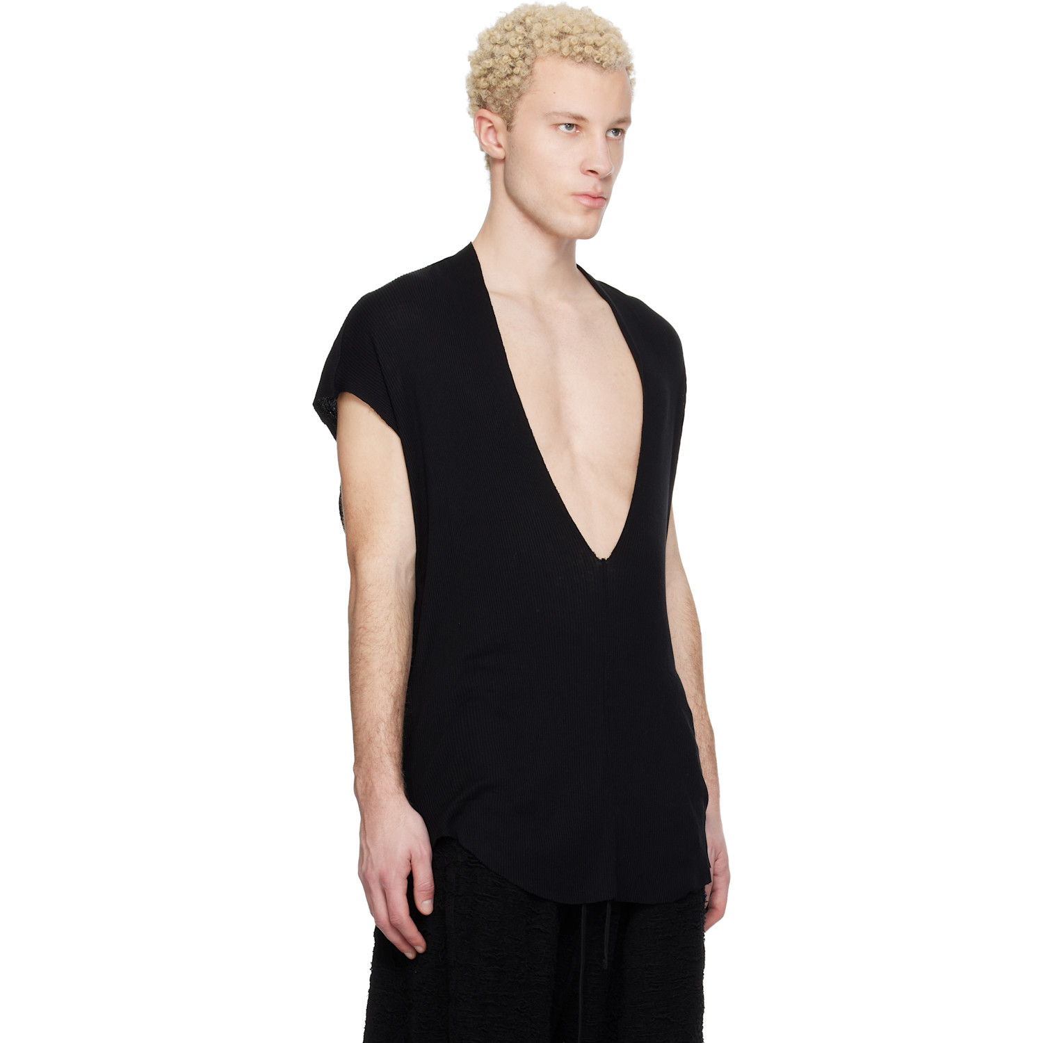  Julius Black Neck Slit T-shirt 