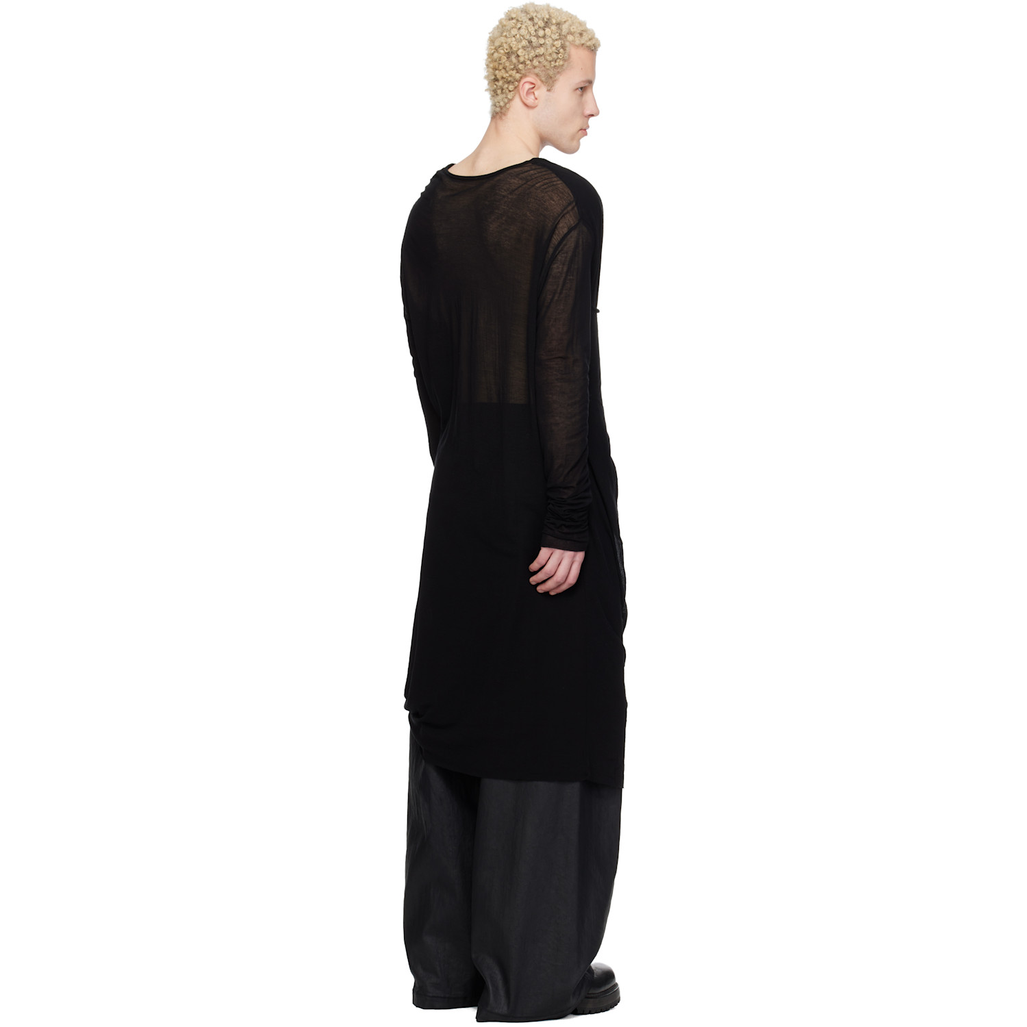  Julius Black Drop Neck Drape T-shirt 