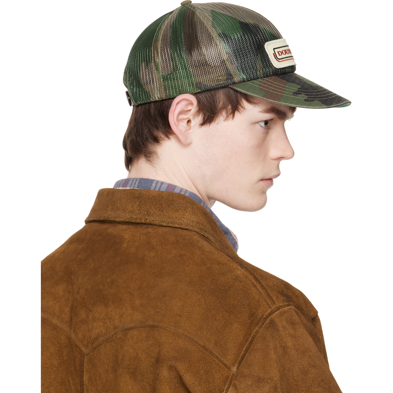  Rrl Khaki Logo-patch Camo Mesh Trucker Cap 