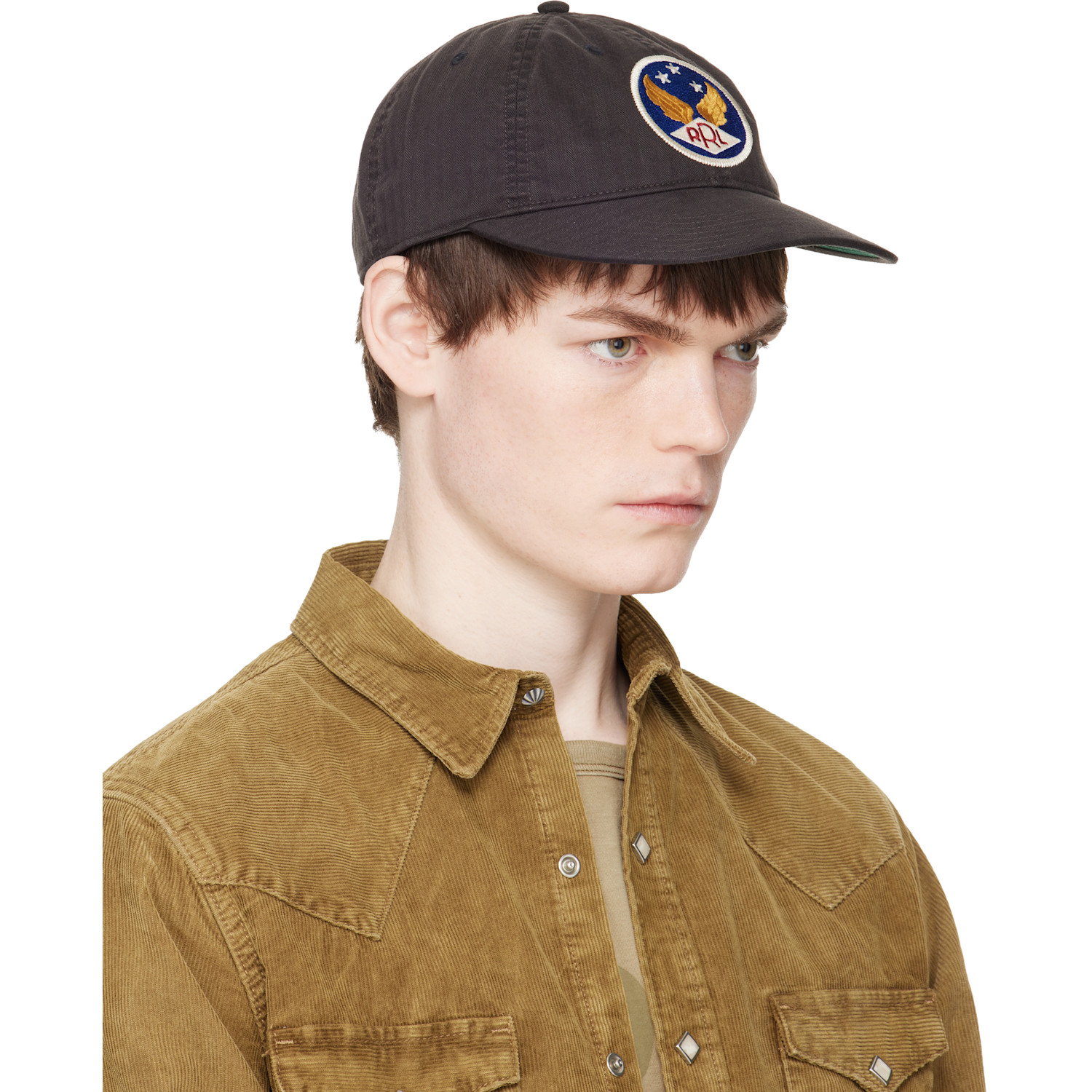  Rrl Black Winged-logo Twill Ball Cap 