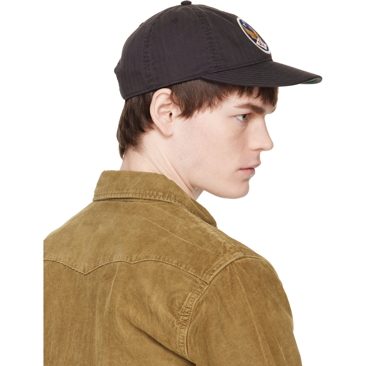  Rrl Black Winged-logo Twill Ball Cap 