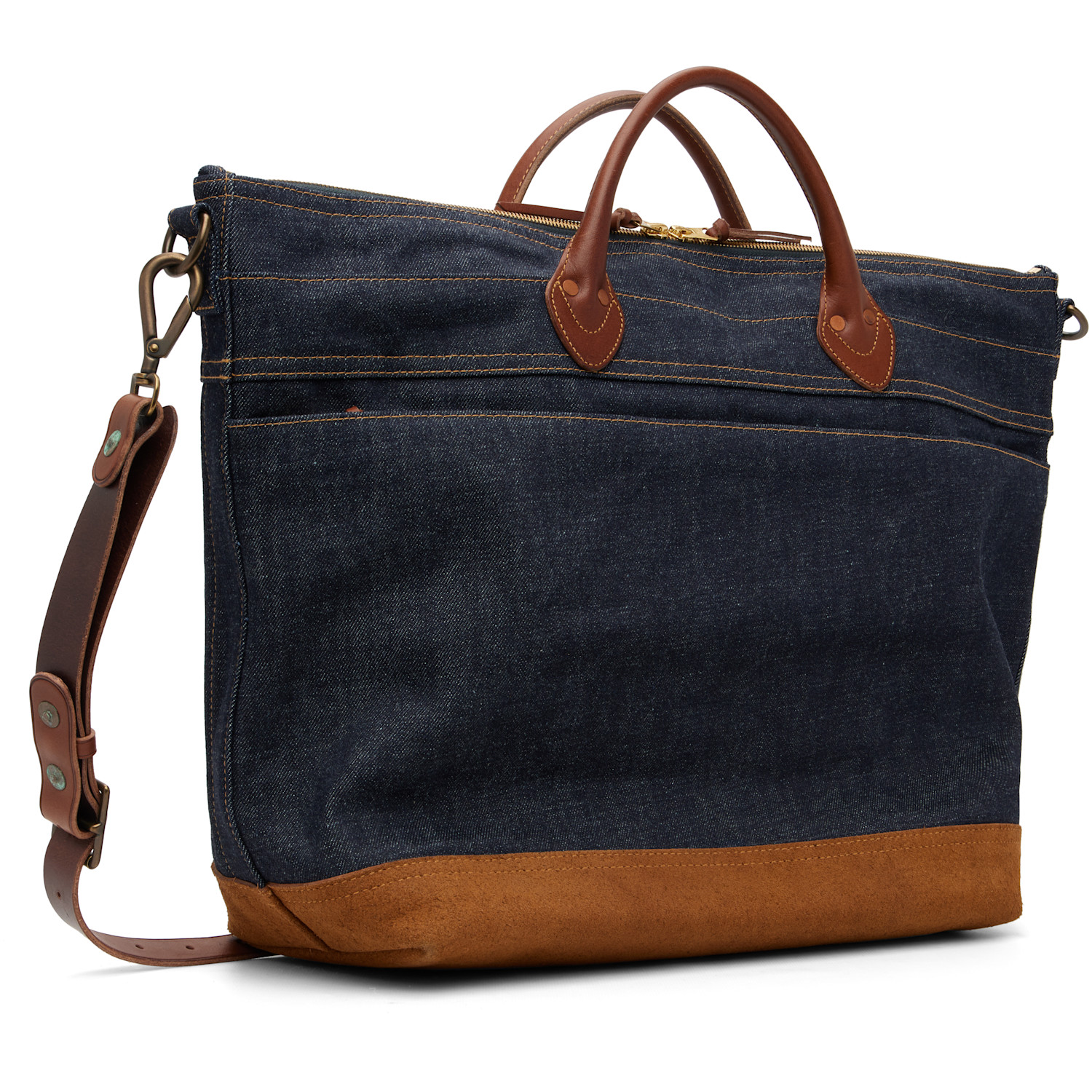  Rrl Indigo Leather-trim Denim Tote 