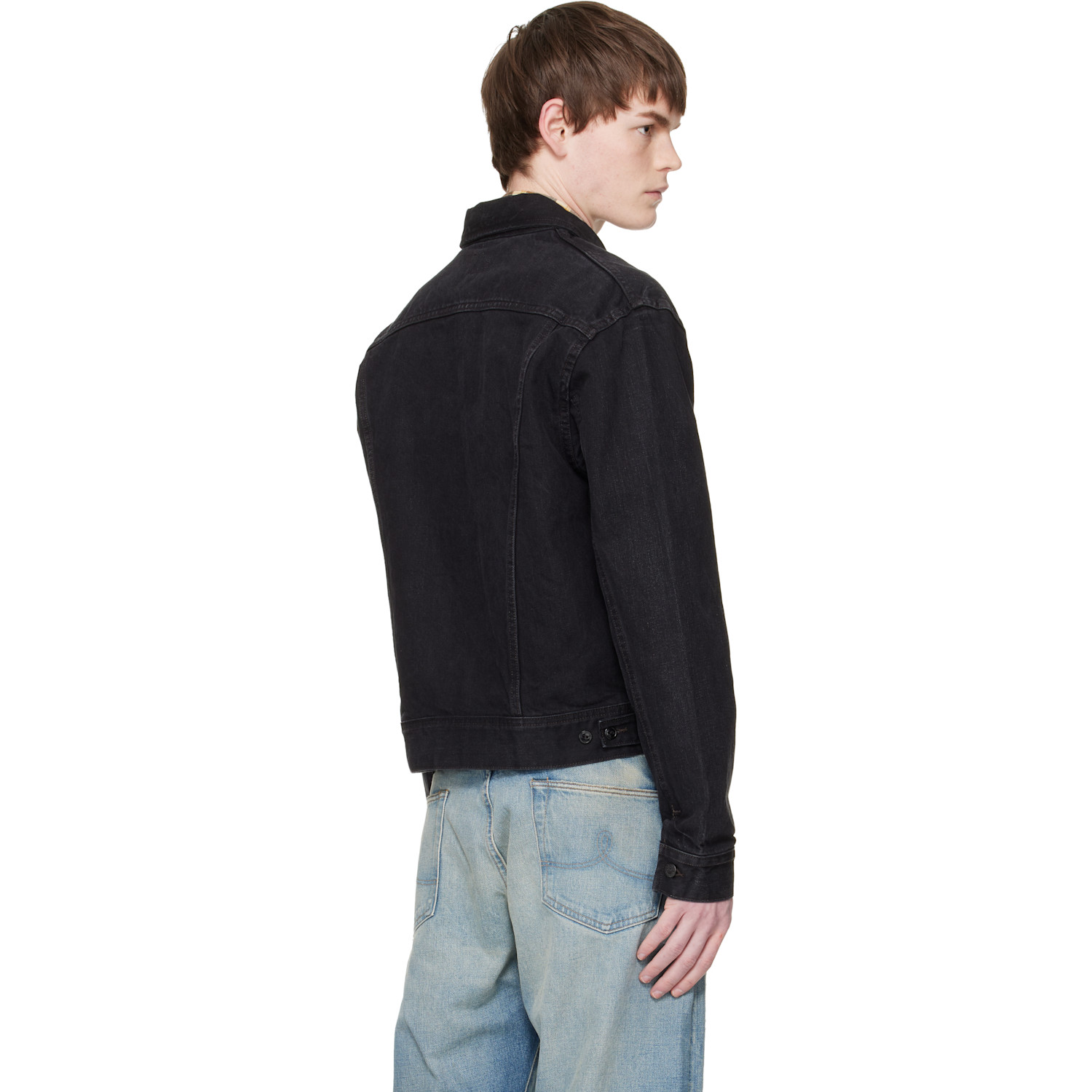  Rrl Black Worn-in Denim Trucker Jacket 