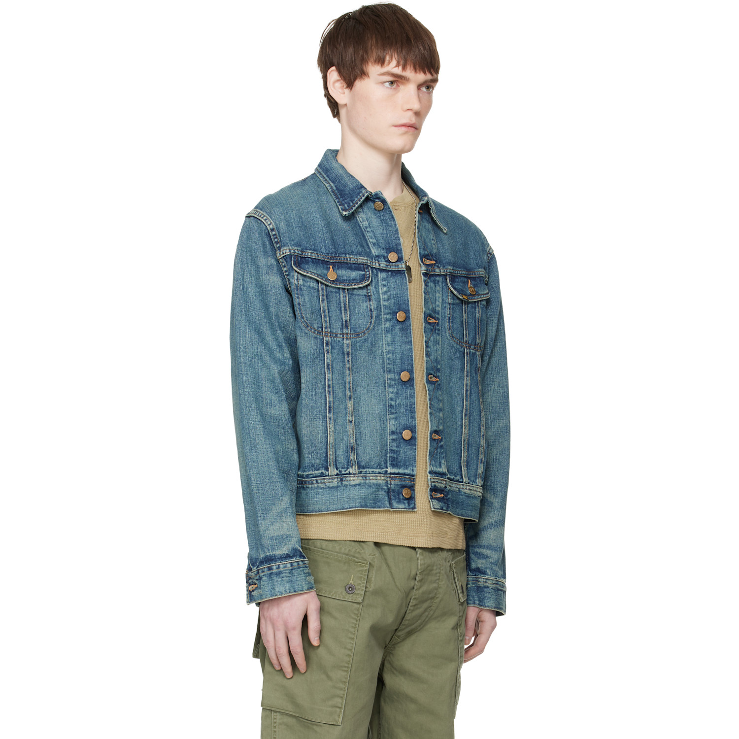  Rrl Blue Leeland Denim Trucker Jacket 