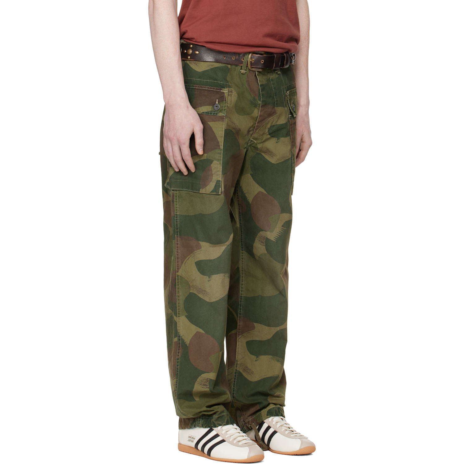  Rrl Green Camo Poplin Field Cargo Pants 