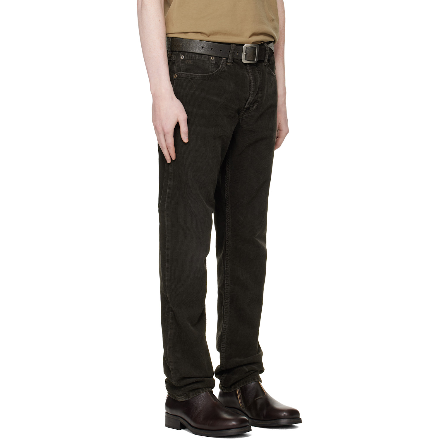  Rrl Black Slim Fit Corduroy Trousers 