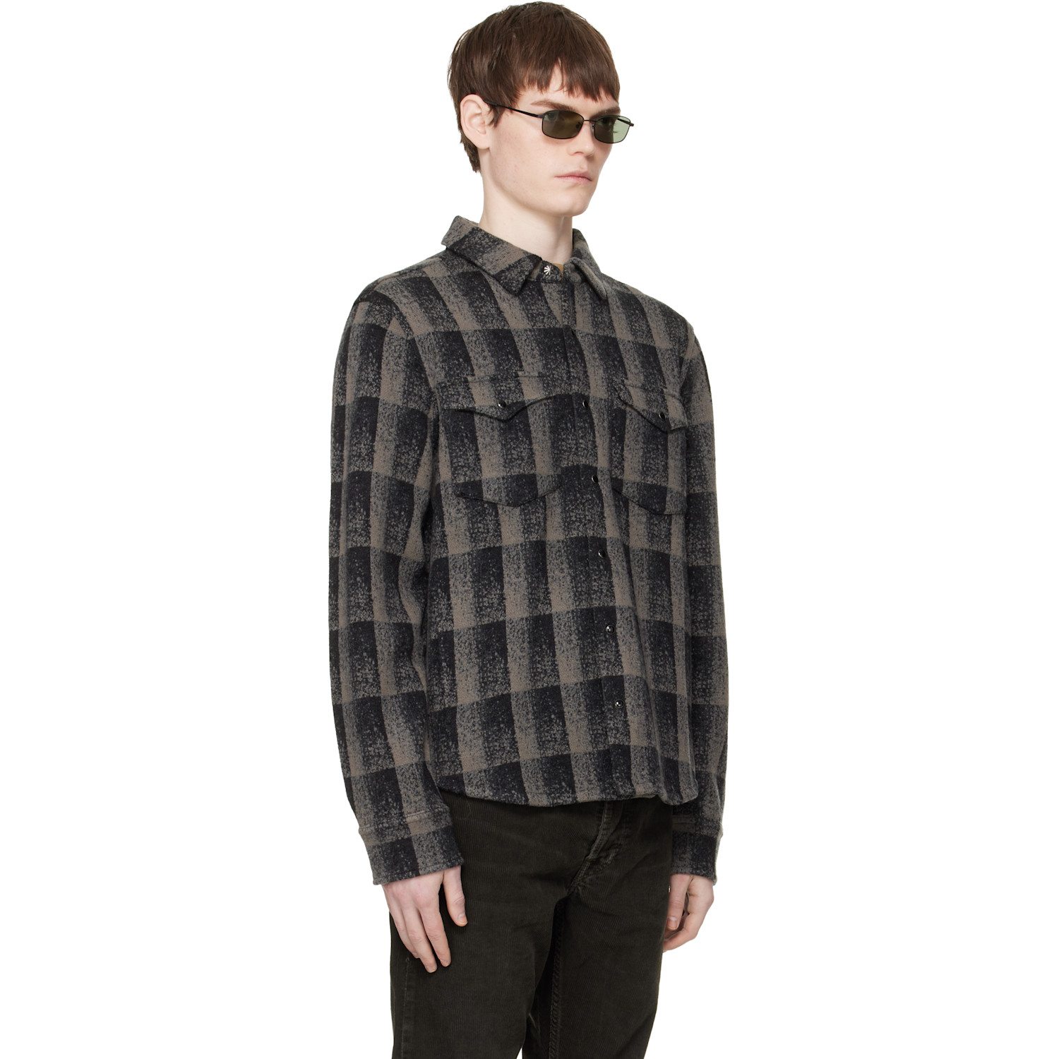  Rrl Gray Wool-cashmere Western Overshirt 