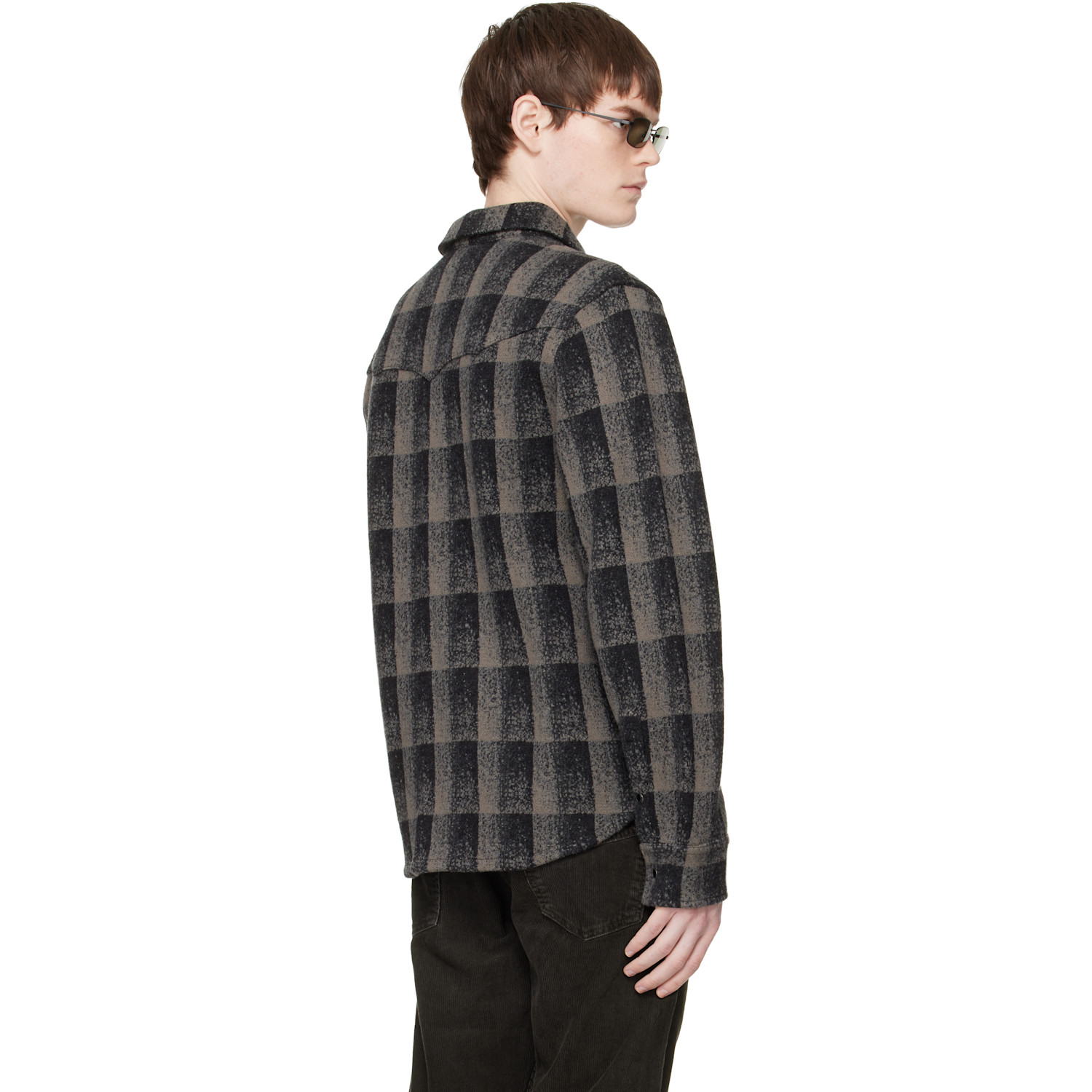  Rrl Gray Wool-cashmere Western Overshirt 
