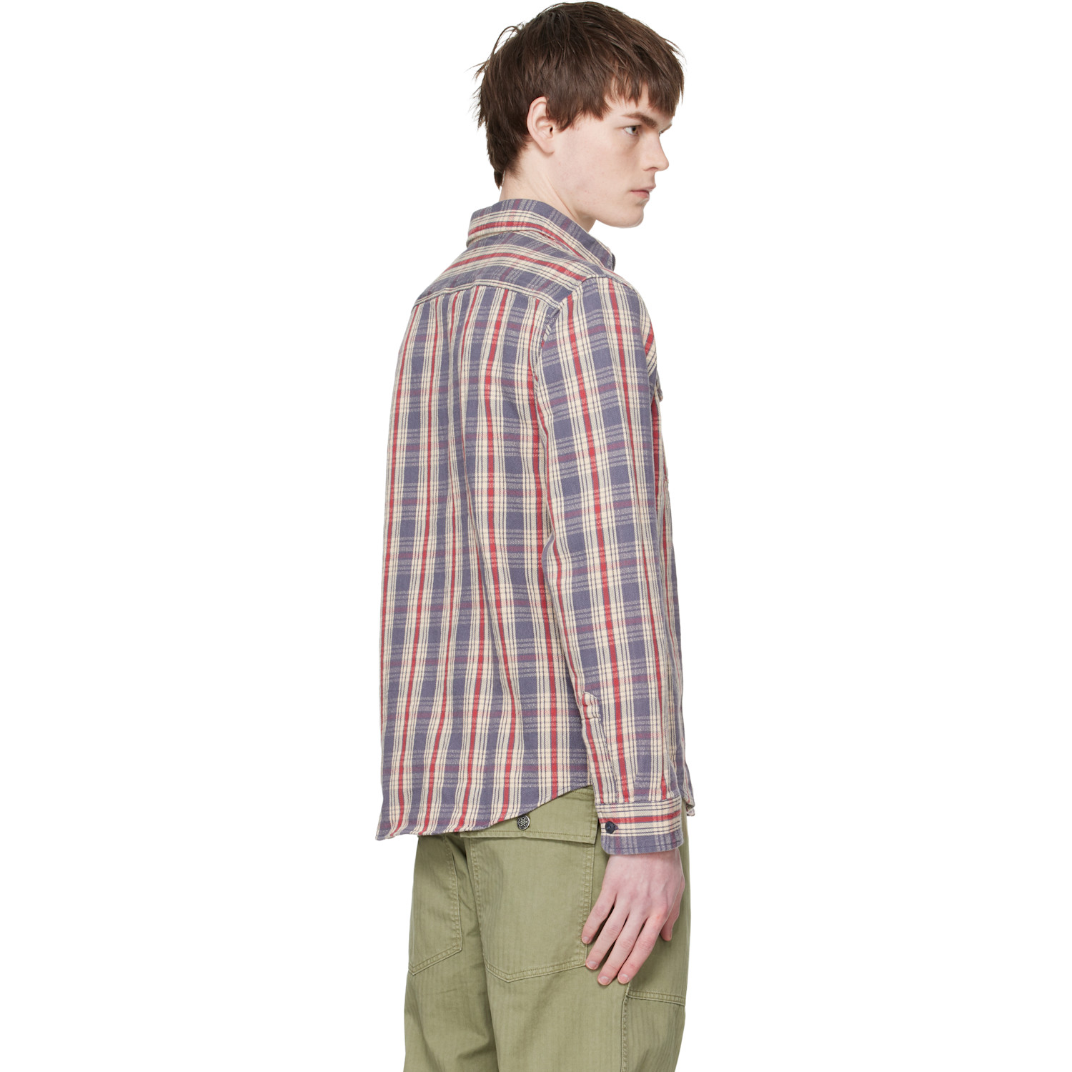  Rrl Blue & Off-white Lee Shirt 