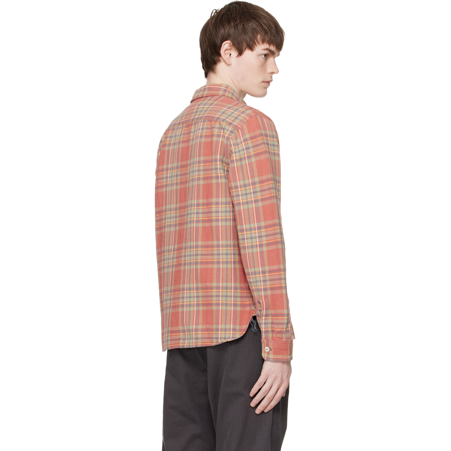  Rrl Red & Green Plaid Twill Work Shirt 